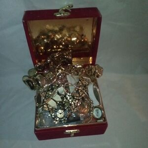 Elegant Jewelry Box with Assorted Gold Accessories Mystery Jewelry Bundle